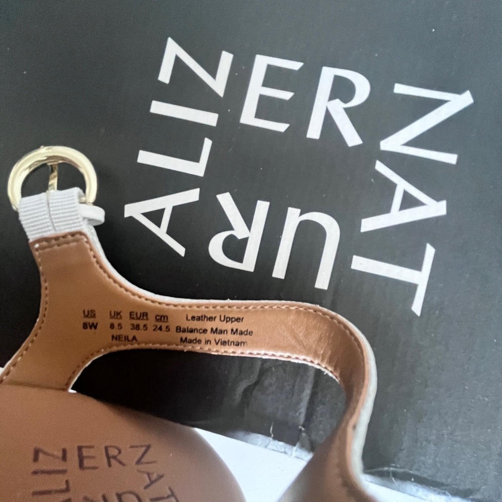 Naturalizer Neila White Leather Braided Espadrille Sandal Buckle Size 8 Wide - Picture 15 of 16